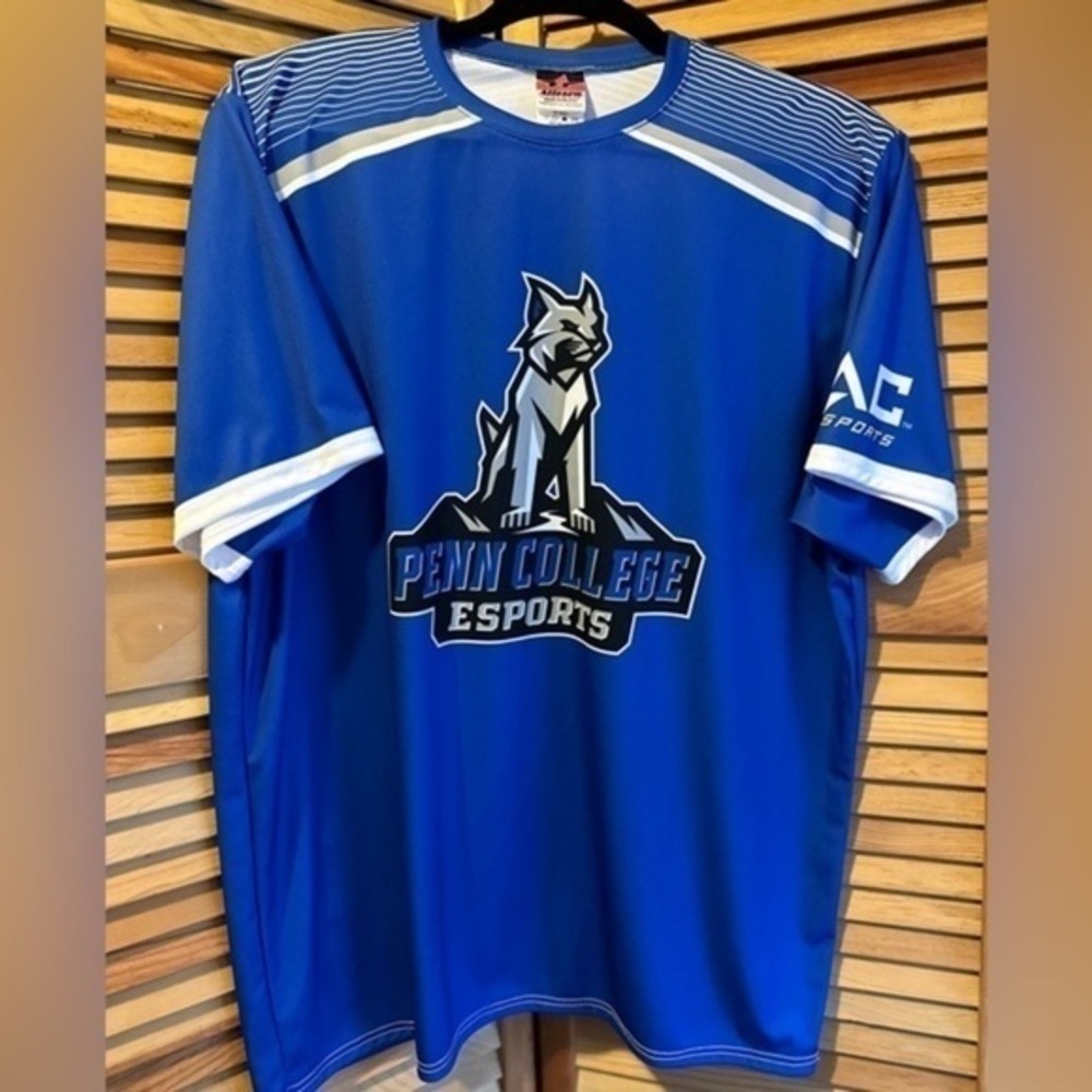 Penn College of Technology, blue, logo, wildcats, 100% polyester tshirt